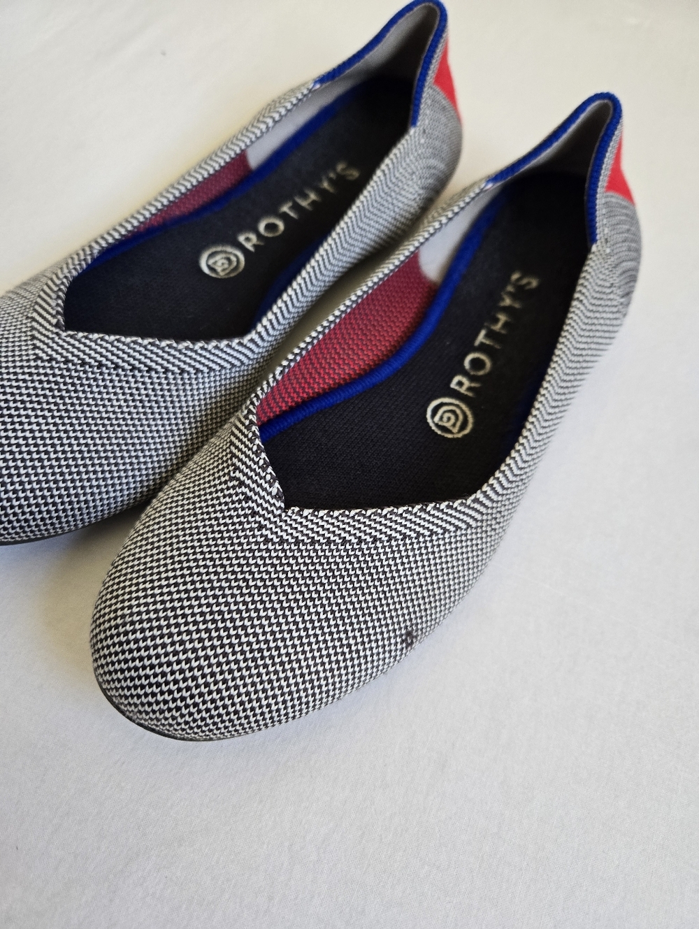 Rothy's The Flat Shoes Shale Cherry Ribbon Ballet Flats Gray Size 8 - Picture 3 of 12